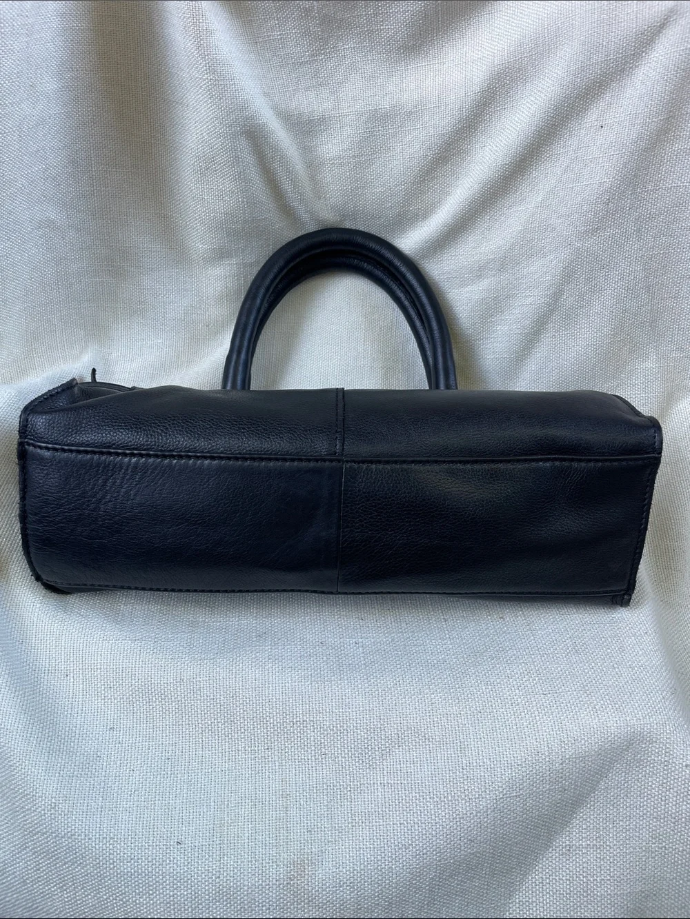 Classic Black Leather Top-Handle Bag with Removable Strap